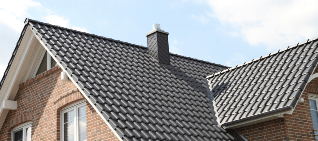 the roof of a home in Franklin, Pennsylvania with the sky above it