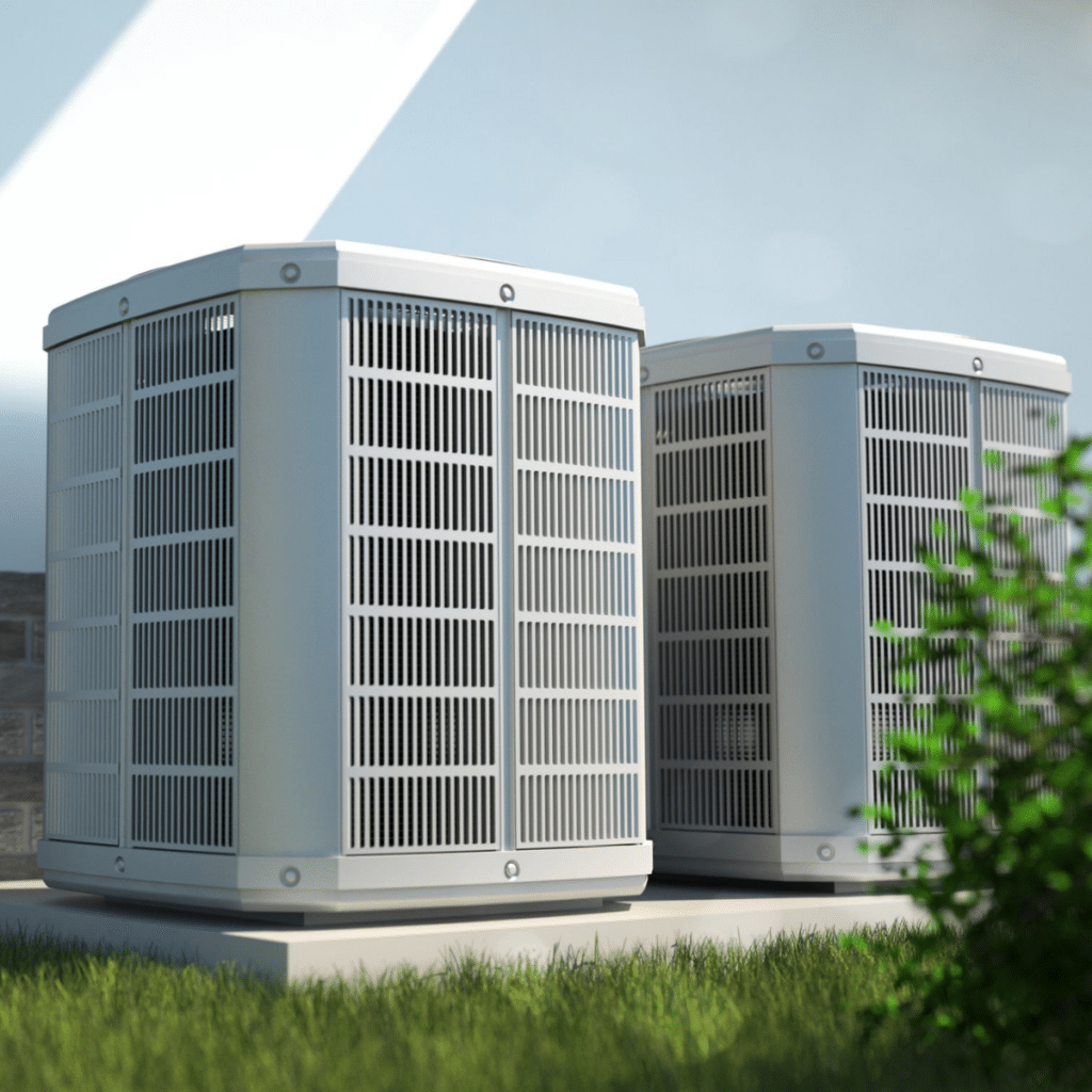 outdoor heat pump systems on the side of a Franklin home